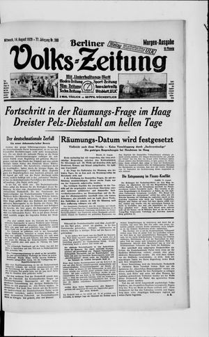 Berliner Volkszeitung on Aug 14, 1929