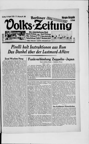 Berliner Volkszeitung on Aug 18, 1929