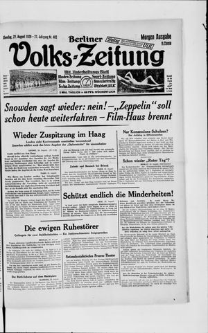 Berliner Volkszeitung on Aug 27, 1929