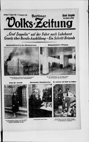Berliner Volkszeitung on Aug 27, 1929