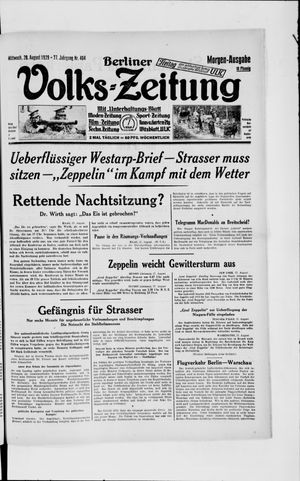 Berliner Volkszeitung on Aug 28, 1929