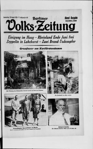 Berliner Volkszeitung on Aug 29, 1929
