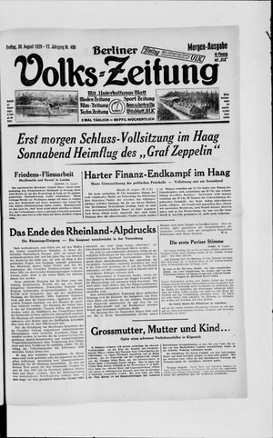 Berliner Volkszeitung on Aug 30, 1929