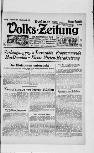 Berliner Volkszeitung vom 03.09.1929