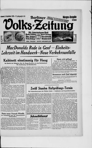 Berliner Volkszeitung vom 04.09.1929