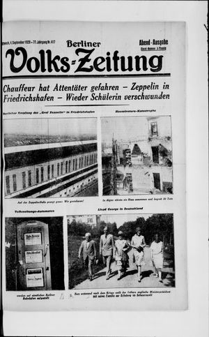 Berliner Volkszeitung on Sep 4, 1929