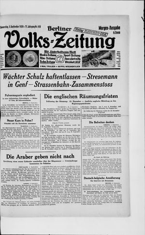 Berliner Volkszeitung vom 05.09.1929