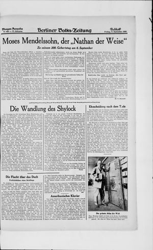 Berliner Volkszeitung vom 06.09.1929