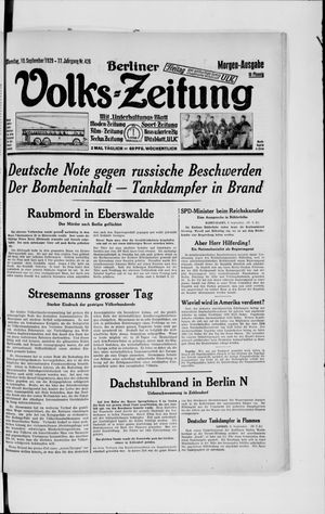 Berliner Volkszeitung vom 10.09.1929