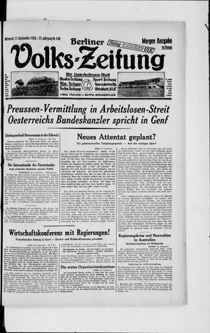 Berliner Volkszeitung on Sep 11, 1929