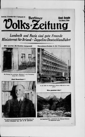 Berliner Volkszeitung on Sep 12, 1929