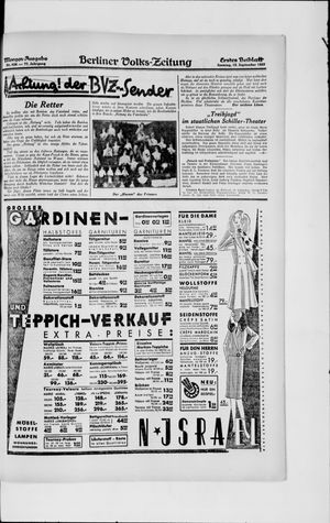 Berliner Volkszeitung vom 15.09.1929