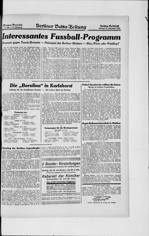 Berliner Volkszeitung vom 15.09.1929