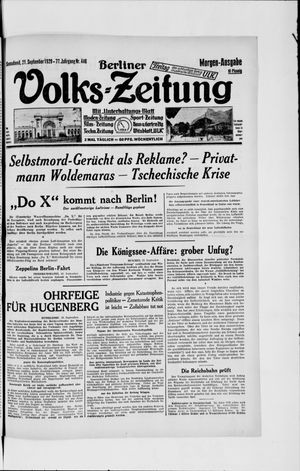 Berliner Volkszeitung on Sep 21, 1929