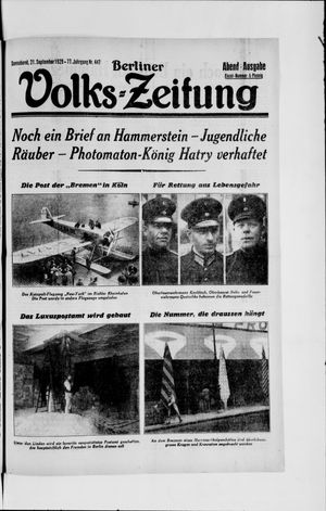 Berliner Volkszeitung vom 21.09.1929