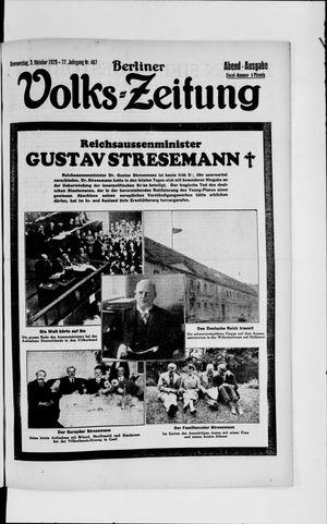 Berliner Volkszeitung on Oct 3, 1929