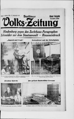 Berliner Volkszeitung on Oct 18, 1929