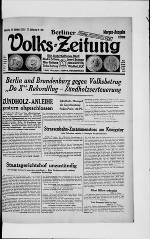 Berliner Volkszeitung vom 22.10.1929