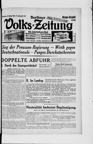 Berliner Volkszeitung on Oct 24, 1929