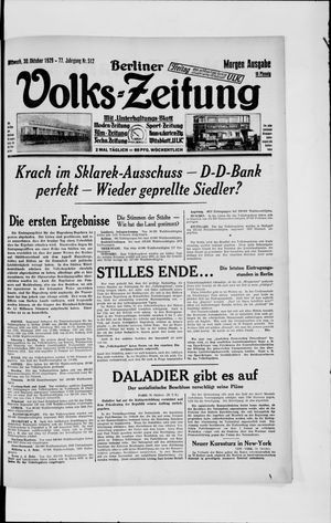 Berliner Volkszeitung vom 30.10.1929