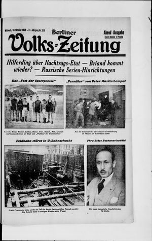 Berliner Volkszeitung on Oct 30, 1929
