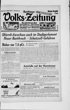 Berliner Volkszeitung on Oct 31, 1929