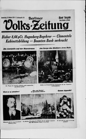 Berliner Volkszeitung vom 31.10.1929