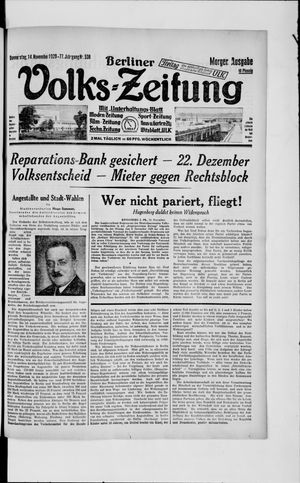 Berliner Volkszeitung on Nov 14, 1929
