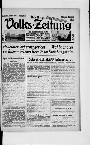 Berliner Volkszeitung on Nov 16, 1929
