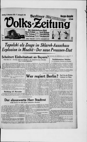 Berliner Volkszeitung vom 19.11.1929