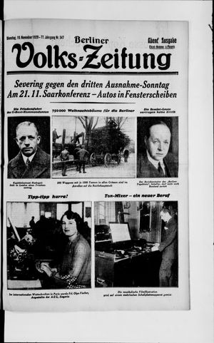Berliner Volkszeitung vom 19.11.1929