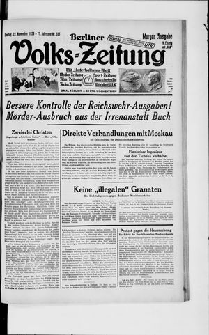 Berliner Volkszeitung on Nov 22, 1929