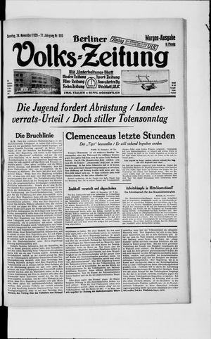 Berliner Volkszeitung on Nov 24, 1929