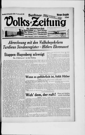 Berliner Volkszeitung on Nov 30, 1929