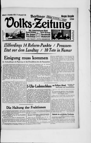 Berliner Volkszeitung on Dec 11, 1929
