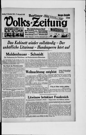 Berliner Volkszeitung on Dec 24, 1929