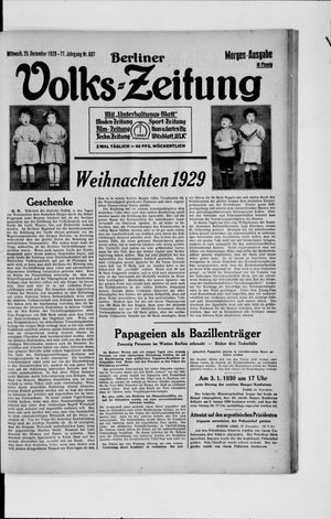 Berliner Volkszeitung vom 25.12.1929