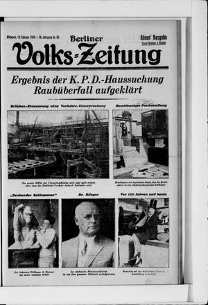 Berliner Volkszeitung vom 19.02.1930