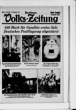 Berliner Volkszeitung on Apr 7, 1930