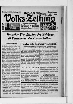 Berliner Volkszeitung on Apr 24, 1930