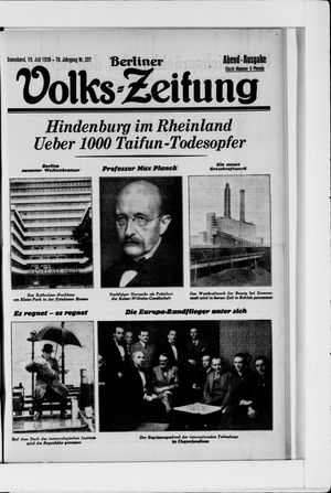 Berliner Volkszeitung on Jul 19, 1930