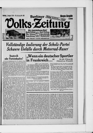 Berliner Volkszeitung vom 03.08.1930