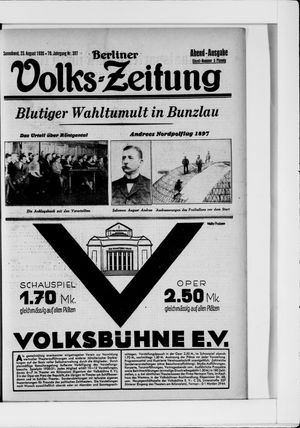 Berliner Volkszeitung on Aug 23, 1930