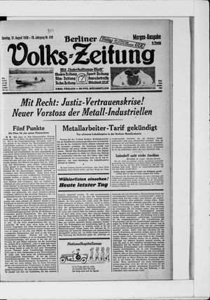 Berliner Volkszeitung vom 31.08.1930