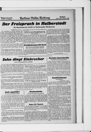 Berliner Volkszeitung on Oct 30, 1930