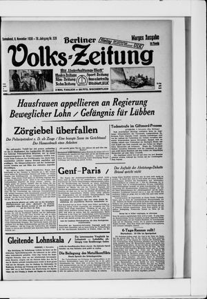 Berliner Volkszeitung on Nov 8, 1930