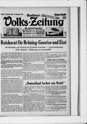 Berliner Volkszeitung vom 21.11.1930