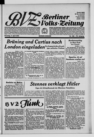 Berliner Volkszeitung vom 07.04.1931