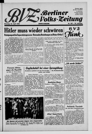 Berliner Volkszeitung on Apr 21, 1931