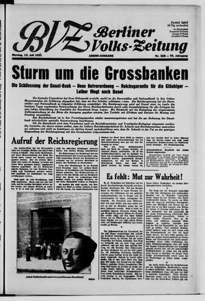 Berliner Volkszeitung on Jul 13, 1931